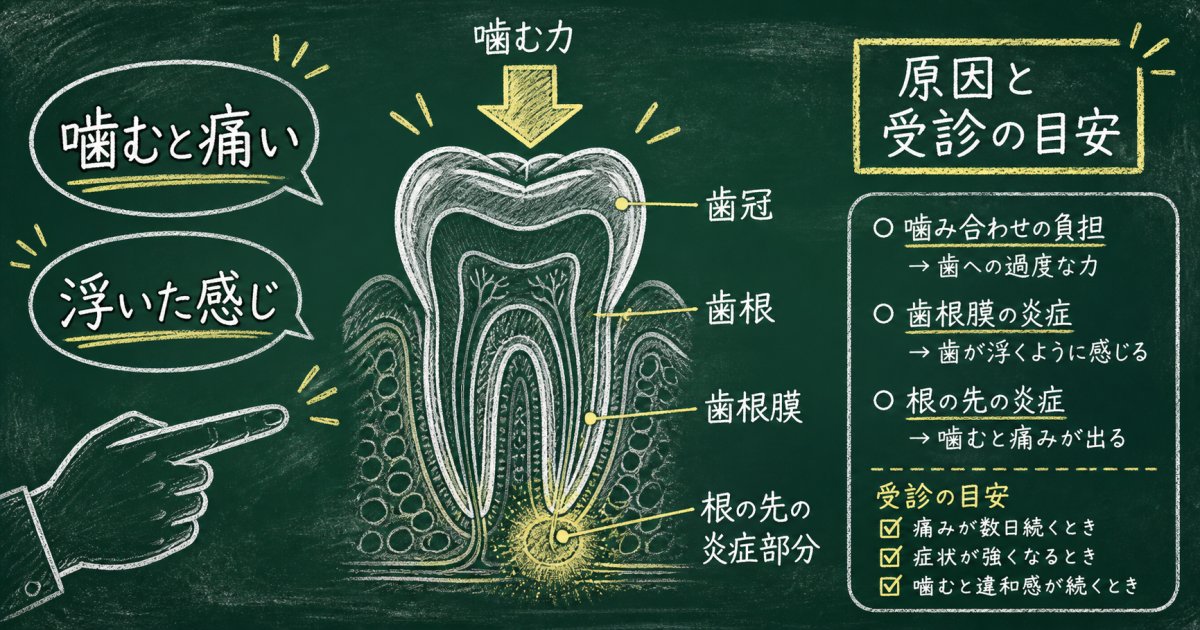 噛むと歯が痛い・浮く原因とは?放置リスクと受診の目安を解説