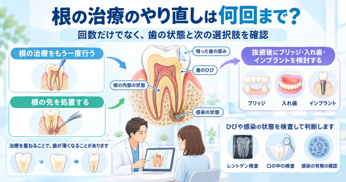 根の治療のやり直しは何回まで可能か、繰り返すリスクと次の選択肢